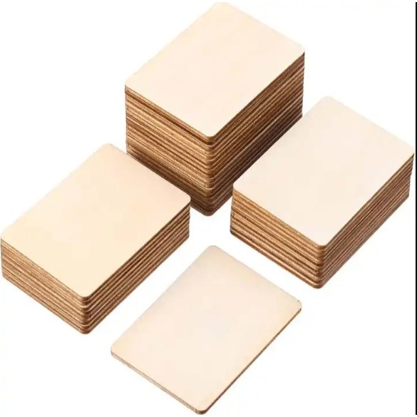 Wood Squares Wood Pieces Unfinished Round Corner Square Wooden Cutouts for DIY Arts Craft Project, Decoration, Laser Eng