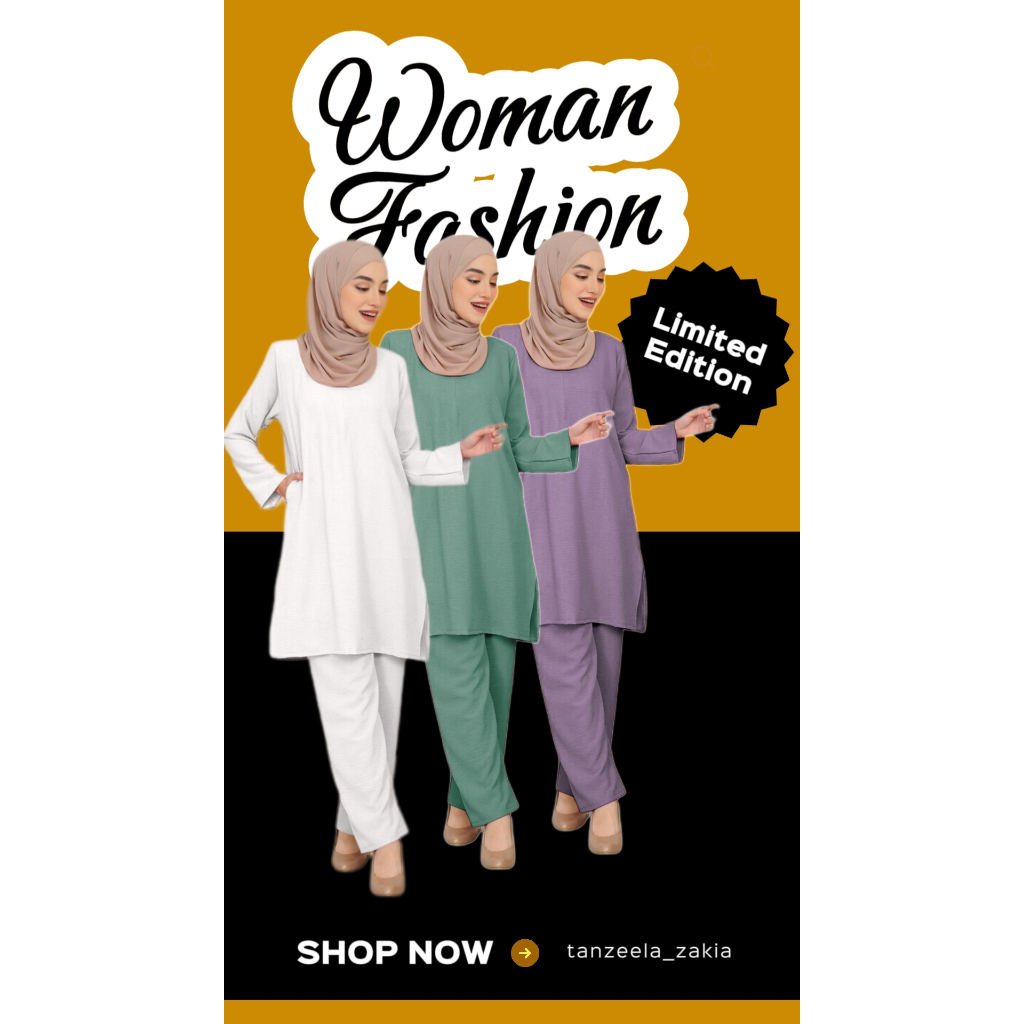 Ironless Wafa Suit (S-2XL) Material Cey Italian Crepe Warda Set Basic Muslimah Suit Set Blouse & Pants Set, Palazzo Suit