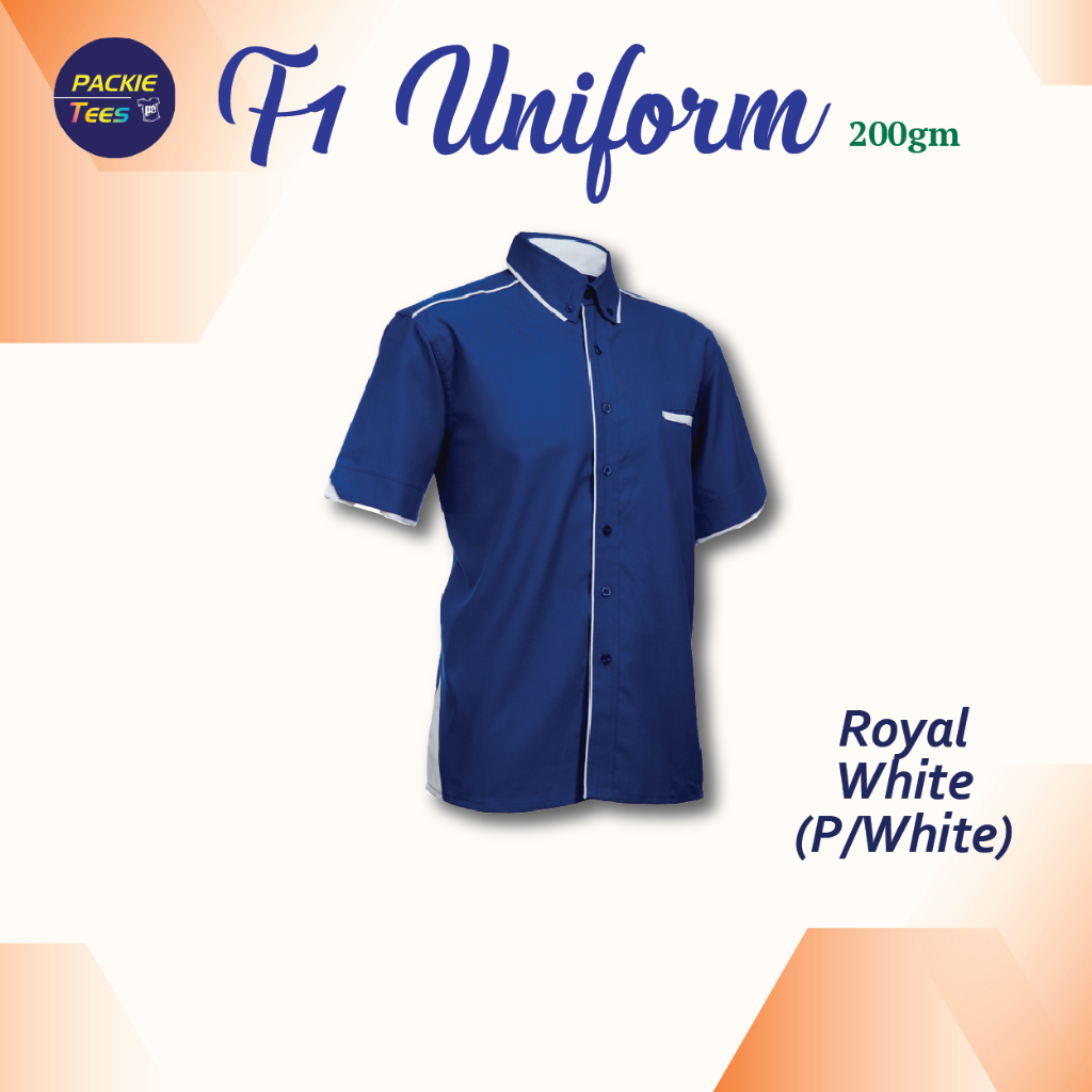 CORPORATE UNIFORM ROYAL BLUE F11608 65% POLYESTER/35% VISCOSE COLLAR SHORT SLEEVE F11608 OREN SPORT F116 MENS CUT