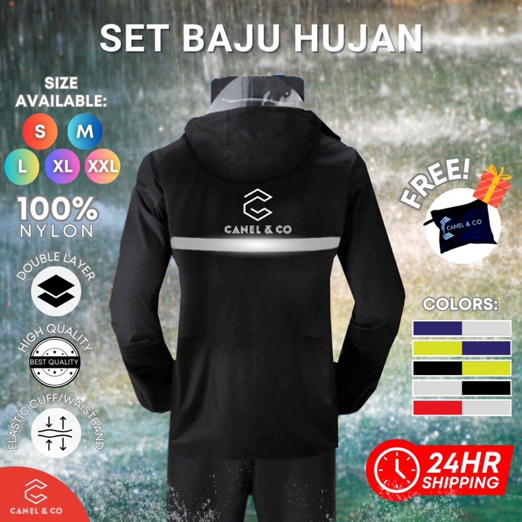 [6 Sizes] Canel & Co Premium Raincoat Pants Rainsuit Baju Hujan Motorcycle Bike Bicycle Jacket Jaket Rain Coat Motor 雨衣