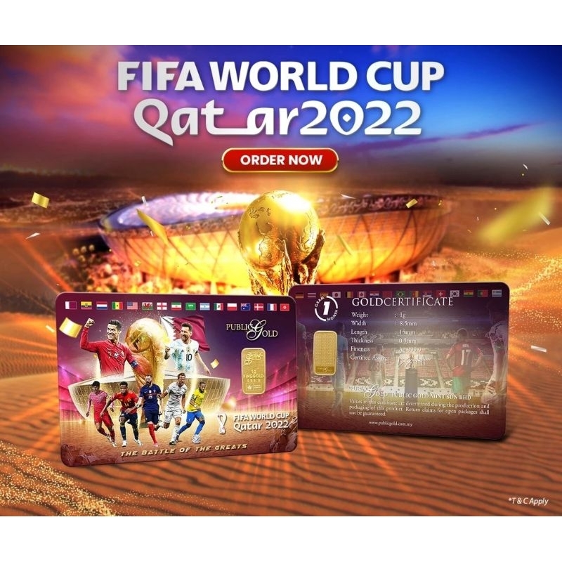 Public Gold Bullion Bar 1g (Au 999.9) - FIFA QATAR 2022