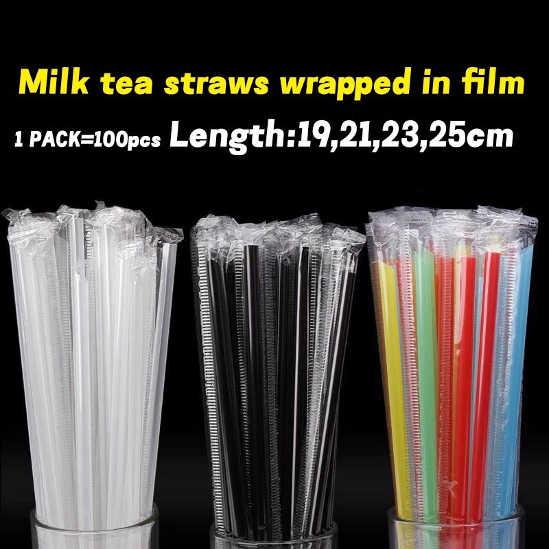 (Ready Stock) Drinking straw, Plastic Straw [size 0.6 ,1.2 mm], Length 19 21 23 28 cm, Individually wrapped in plastic.