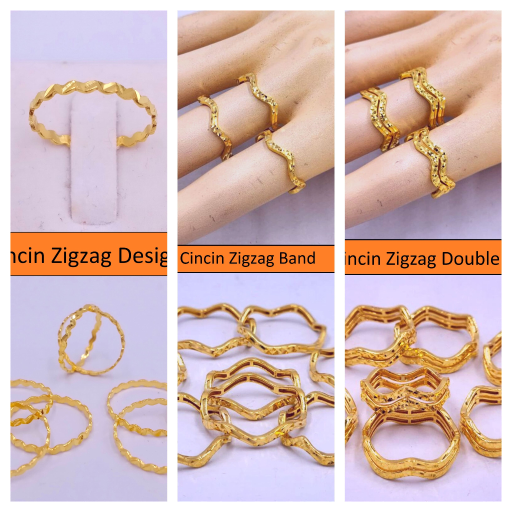 CINCIN ZIGZAG PADU Emas 916 Original Cincin Emas Cincin Padu Cincin Bajet Emas 916 Bajet Emas 916 Murah Cincin Risik