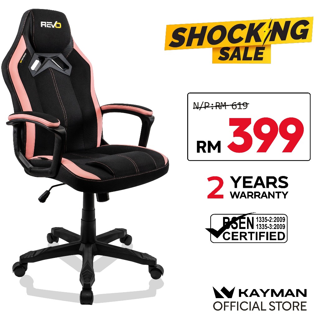 Kayman Chairs Revo One - Gaming Chair Office Chair Kerusi Gaming | Baby Pink