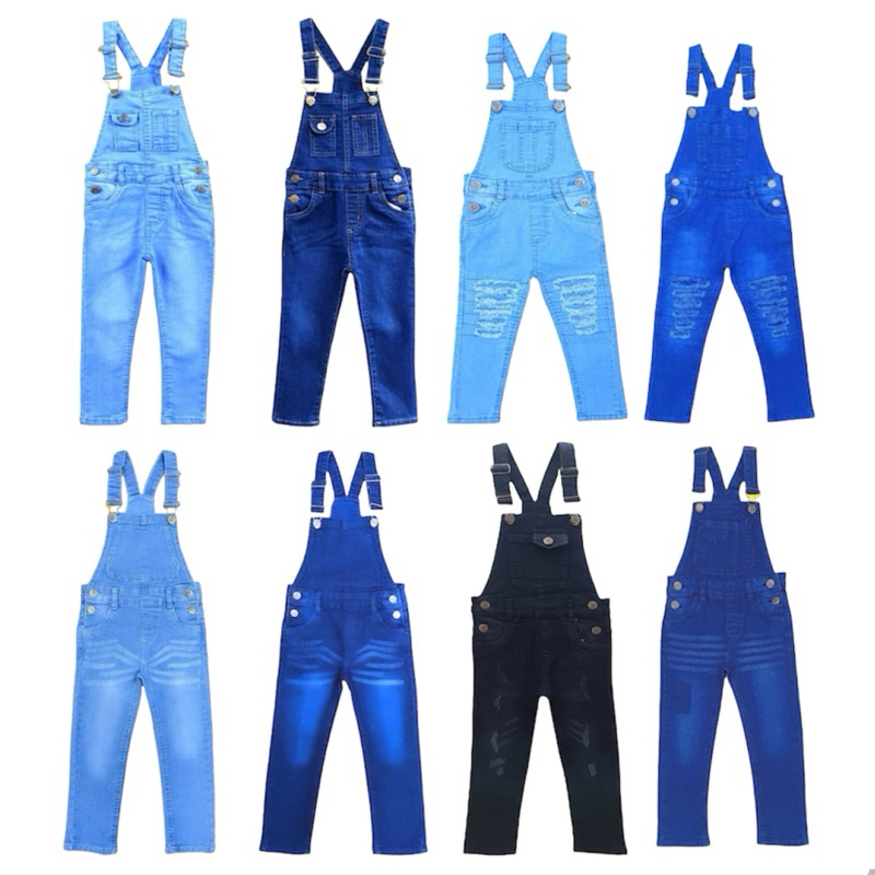 SAIZ 1-12 Overall Jeans Pants Kids Big Kids / Overall Jeans Kanak-kanak Budak Unisex