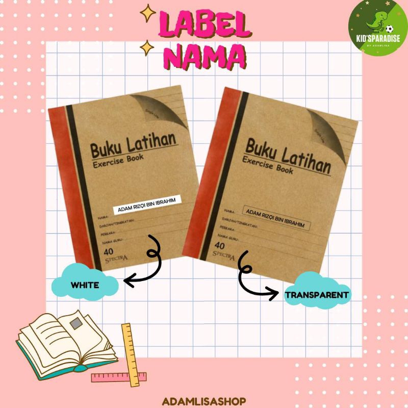 100+pcs label sticker buku sekolah / label nama anak murah