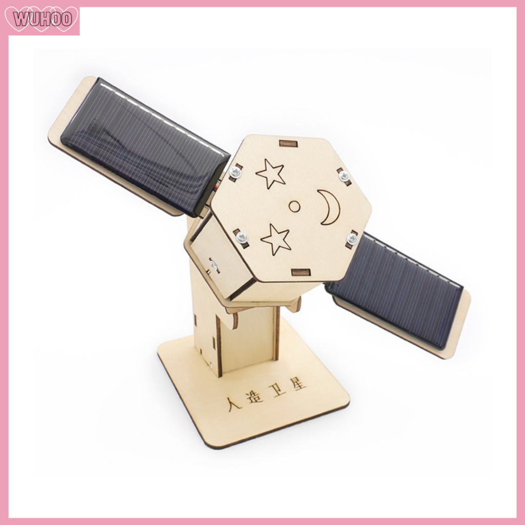 STEM TOY EDUCATION DIY Creative Solar Satellite Scientific Toys Kit Wooden Educational Electric Science Experiment