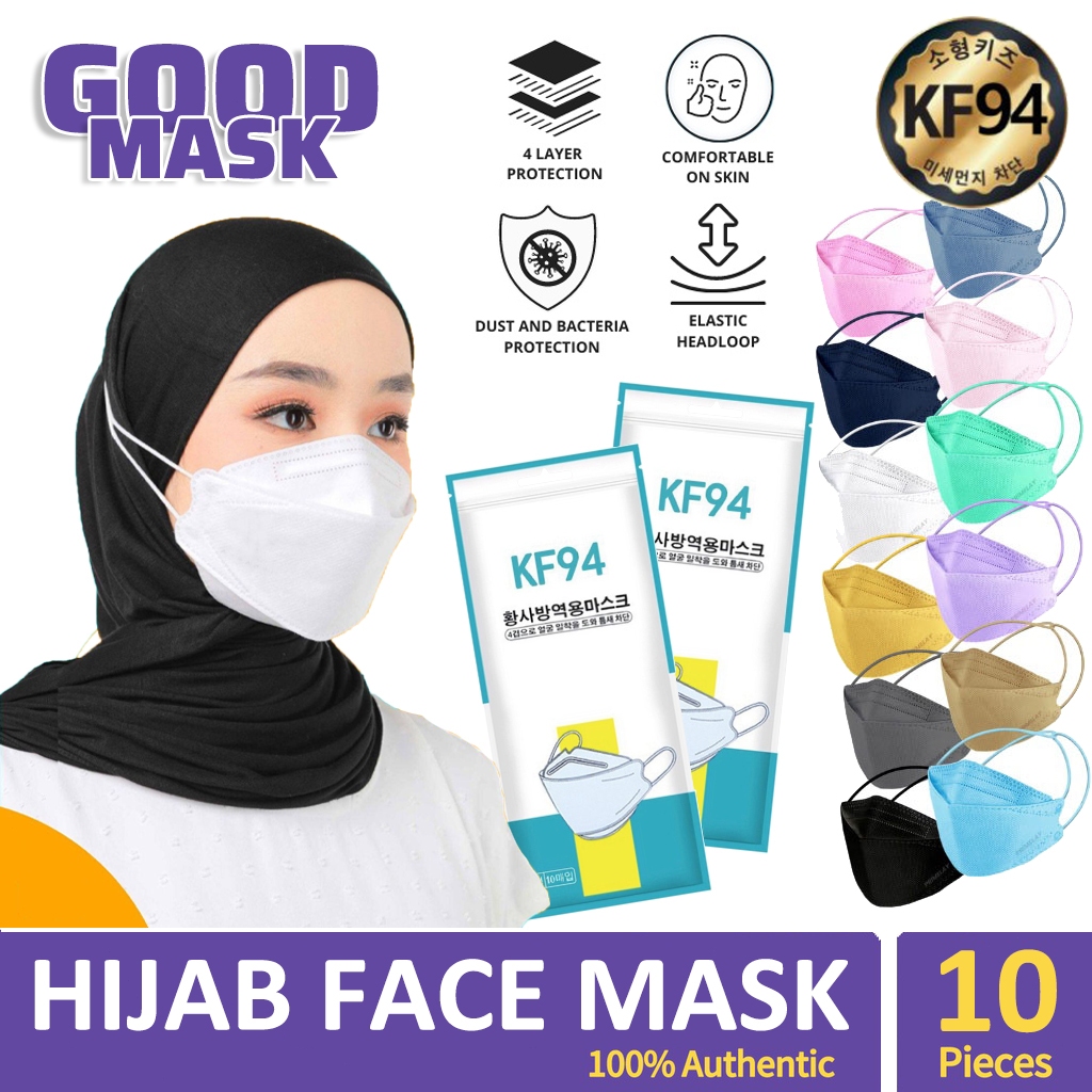 [Hijab Mask]KF94 Headloop Mask 10pcs Bundle Pack KF94 for Muslim adult 4 ply 3D duckbill Hijab Face Mask Korea Design
