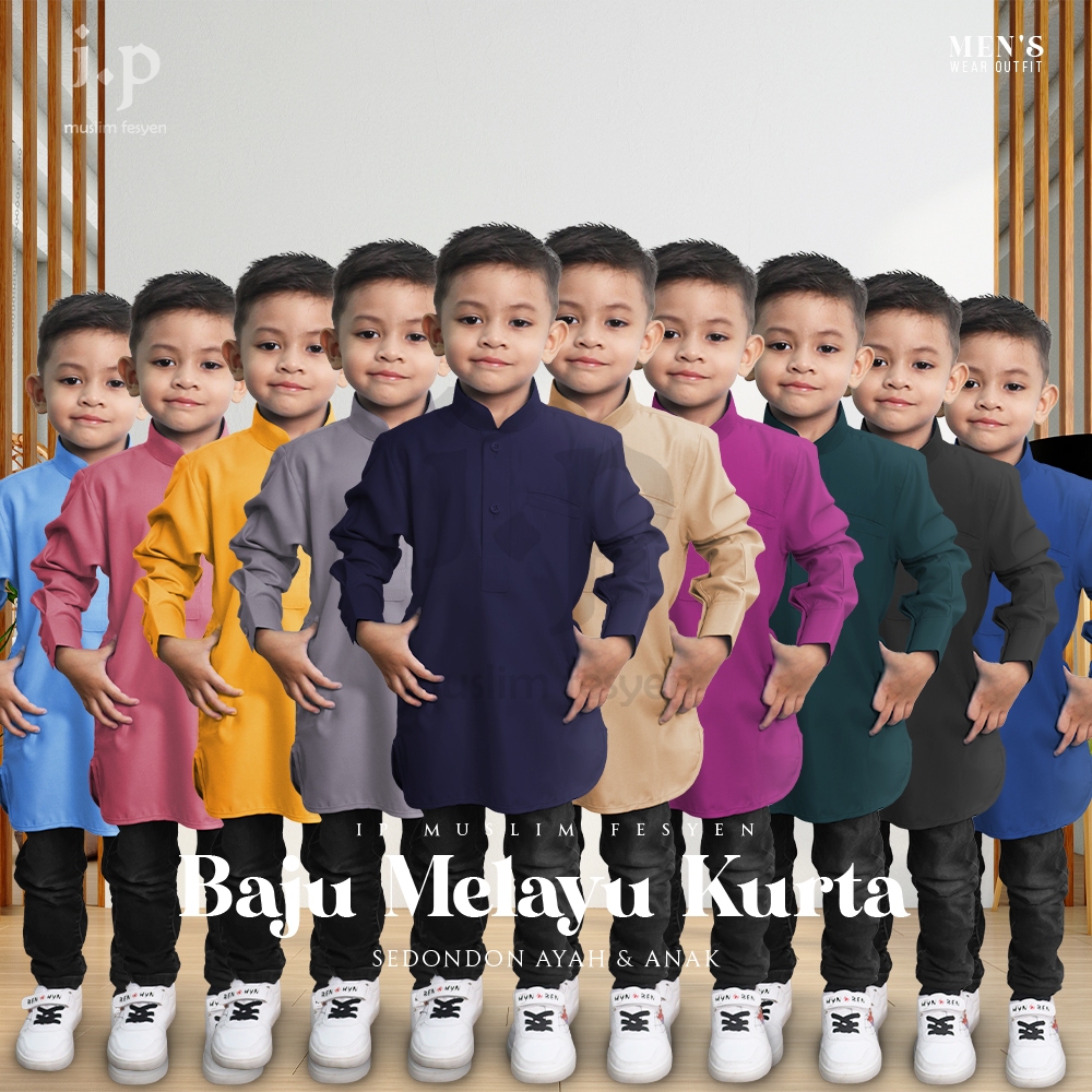 . (P2) BUDAK Baju Kurta 10 Warna Soft Cotton SlimFit / Size : 0-14 / Kurta Anak Sedondon