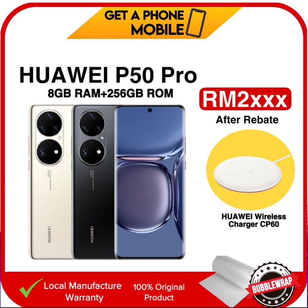 Huawei P50 Pro | 8GB Ram+256GB Rom | Quad 64MP OIS Cam | 10% Shopee Cash Coins/Rebate Now | Original Malaysia Set