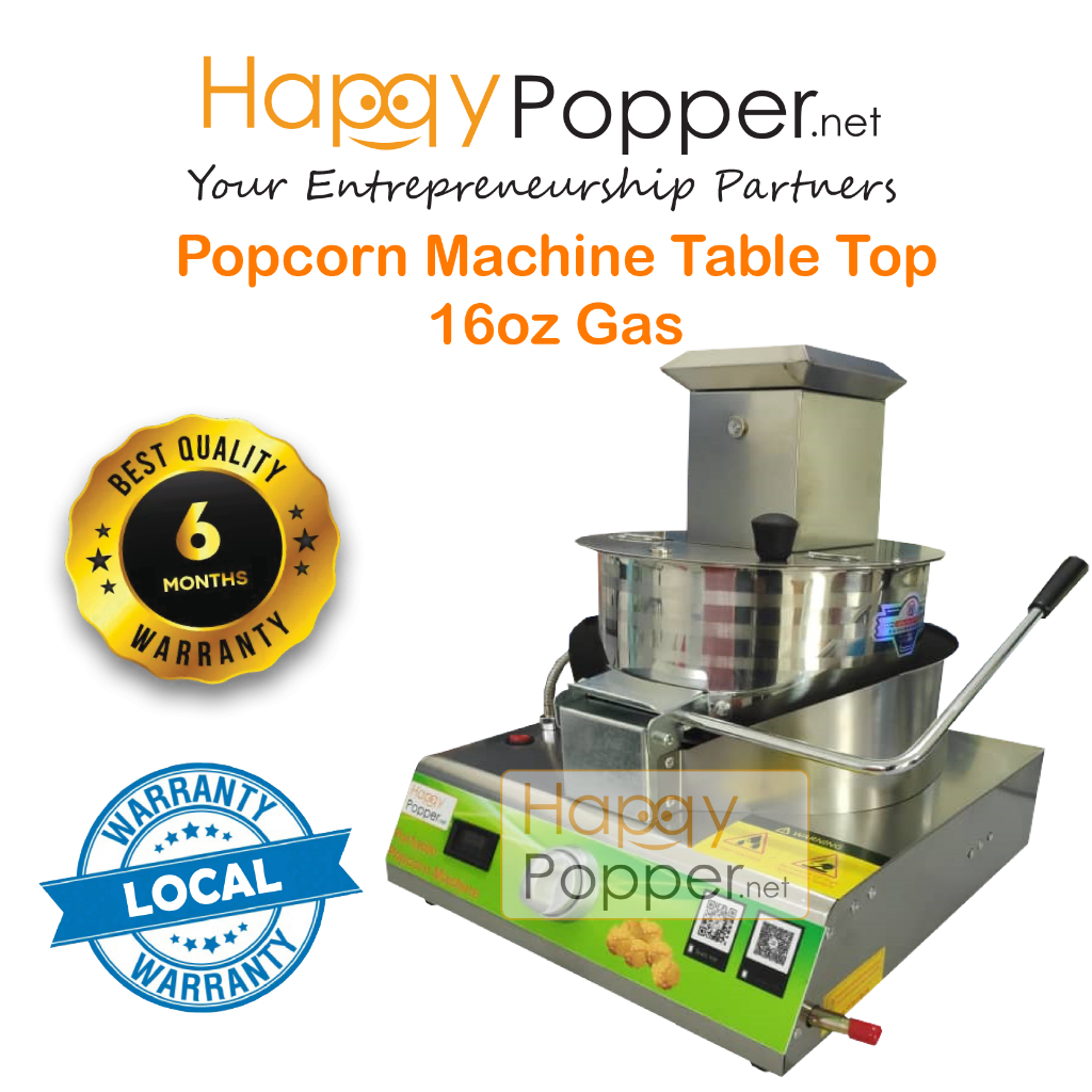 Happypopper Commercial Mesin Popcorn 16oz Machine Maker Package Business Gas 16 oz Heavy Duty 商用燃气爆米花机