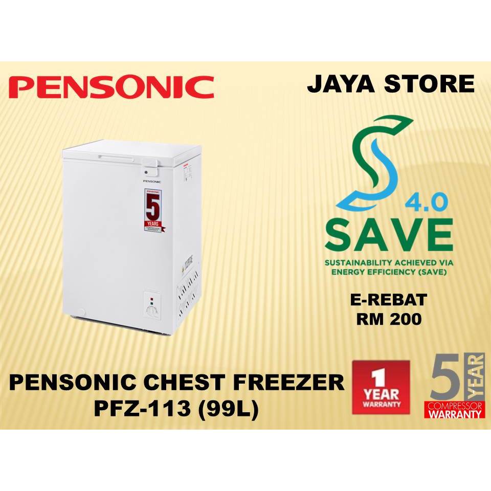 [Save 4.0] Pensonic Chest Freezer (99L) PFZ-113 Dual Function Chest Freezer (Fridge/Freezer Mode)