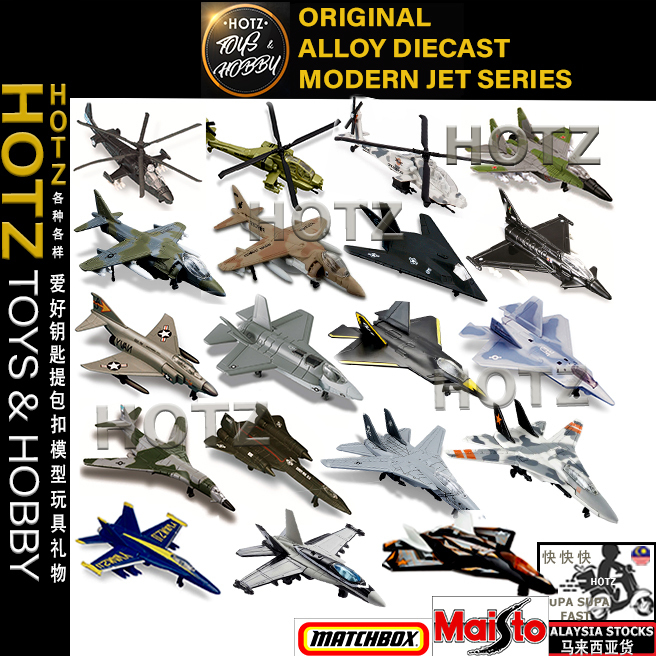 [HOTZ] Famous Alloy Jet Fighter Aircraft Helicopter Plane Diecast Model Maisto, Matchbox, Topgun F14 F18 Su57 F35 HZ JET