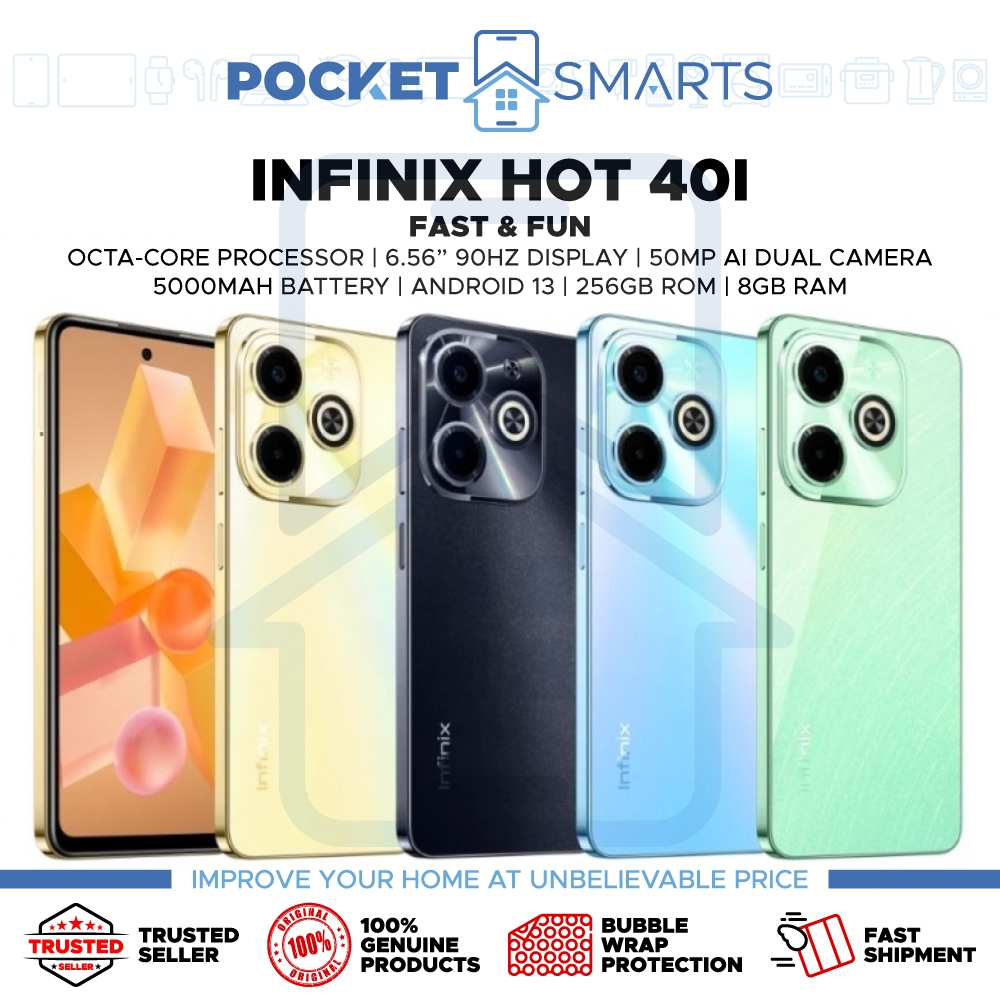 [Malaysia Set] Infinix Hot 40i | Hot 40Pro (256GB ROM | 8GB RAM) 1 Year Infinix Malaysia Warranty