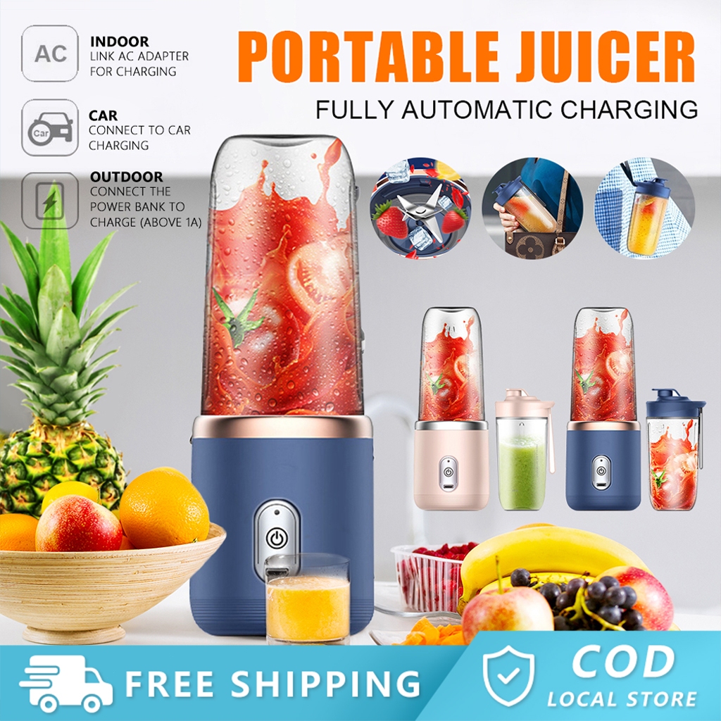 2Cup Electric fruit juicer blender juice mixer mini Wireless Portable household USB Charging 6 Blade gift juice cup榨汁机