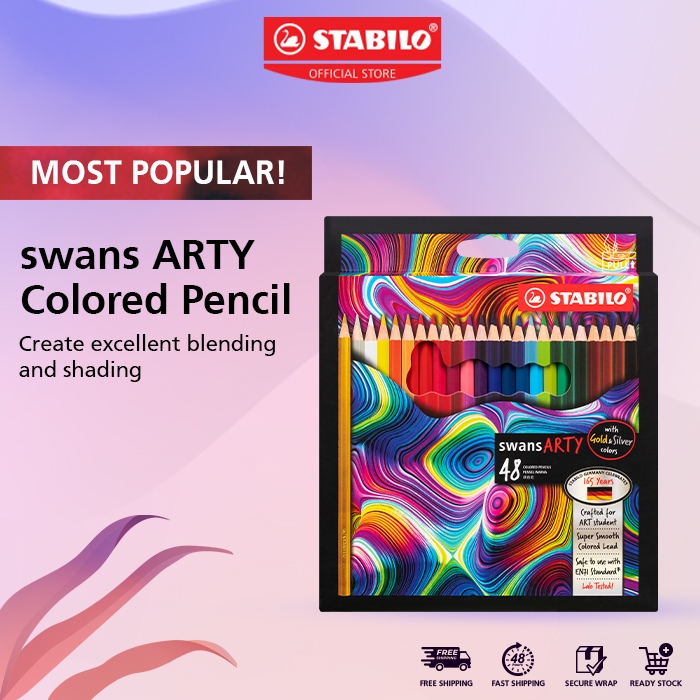 STABILO Swans ARTY Colour Pencil/Pensel Warna School Kids Stationery Set Home Stationery For Children (12/24/36/48)