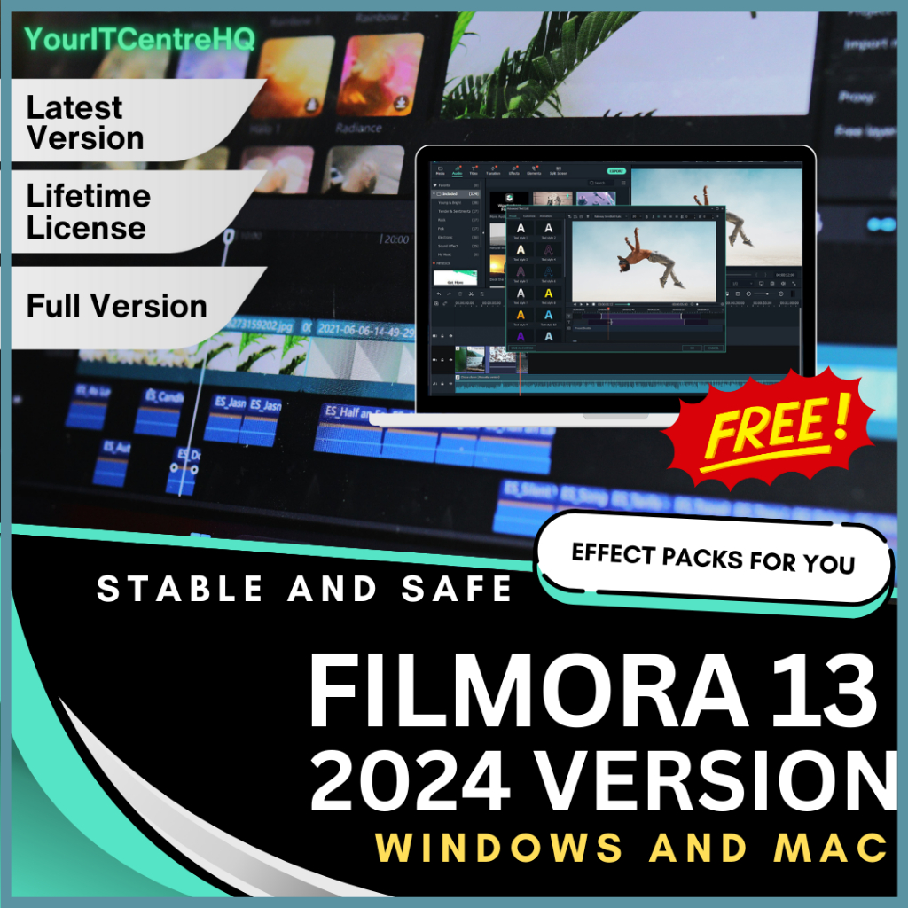 [Lifetime License] Filmora Pro 12 / 13 Mac and Window Full Video Editing Get Free Gift