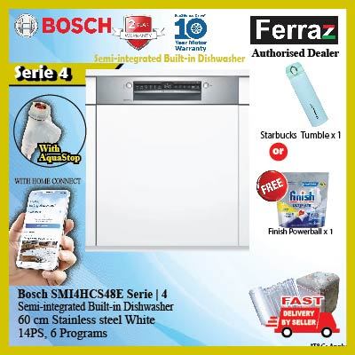 Bosch SMI4HCS48E Series 4 (New) Semi Integrated Built-in Dishwasher S/S 60 cm [ Replacement for SMI46MS03E ]