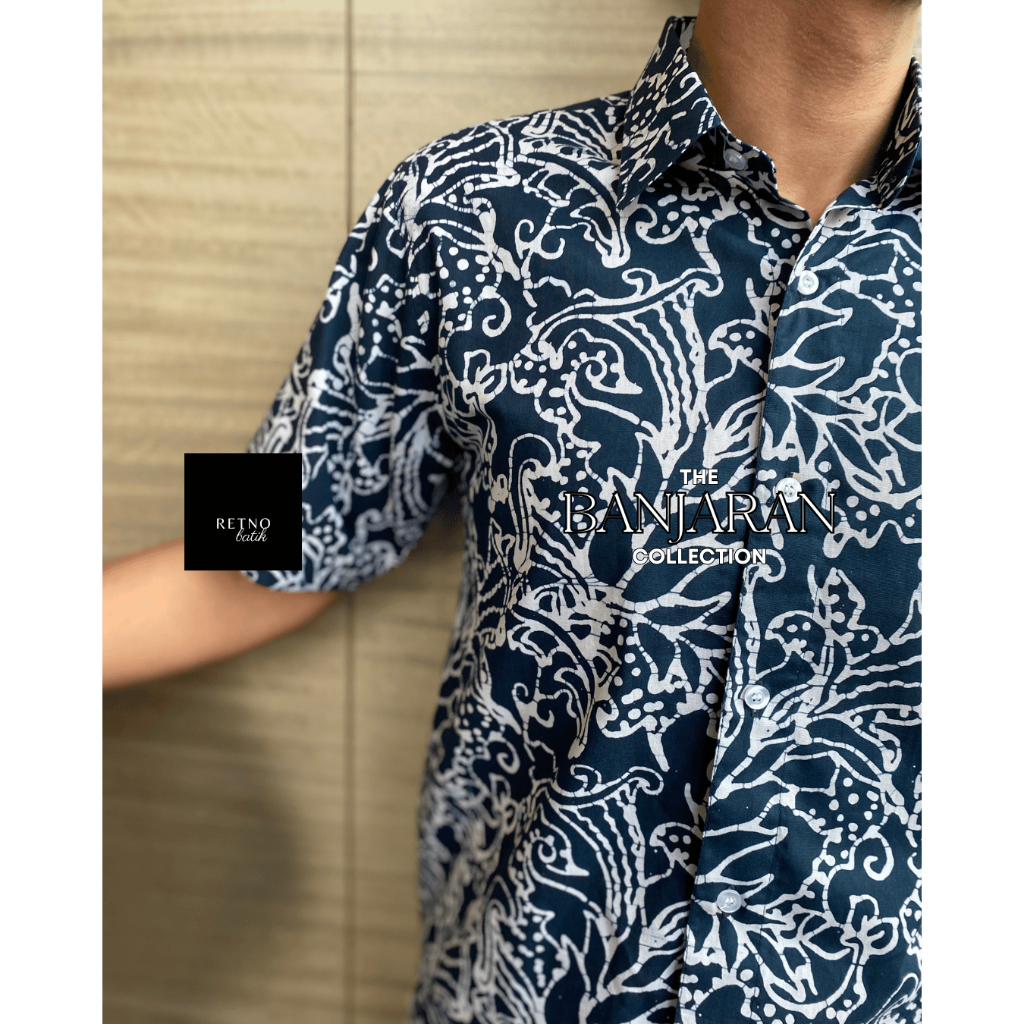 Men’s Short-sleeve Batik Malaysia Shirt, Handmade Block-print from Kota Bharu C1103