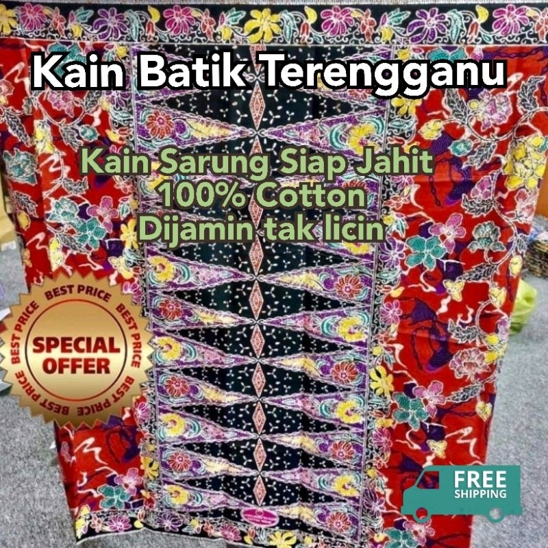 TERLARIS Kain Batik Terengganu ( SIAP JAHIT ) / Kain Batik Siap Jahit / Kain Sarung Batik Terengganu