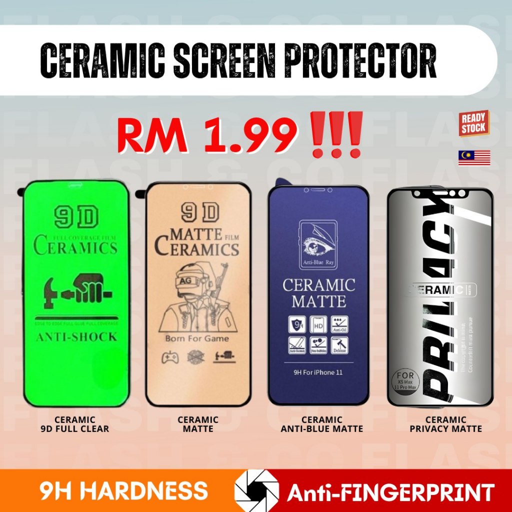 [ X PECAH ] Ceramic Film Screen Protector For iP 16 15 14 13 PRO 17 12 11 XS MAX X XR 7 8 PLUS Privacy Tempered Glass