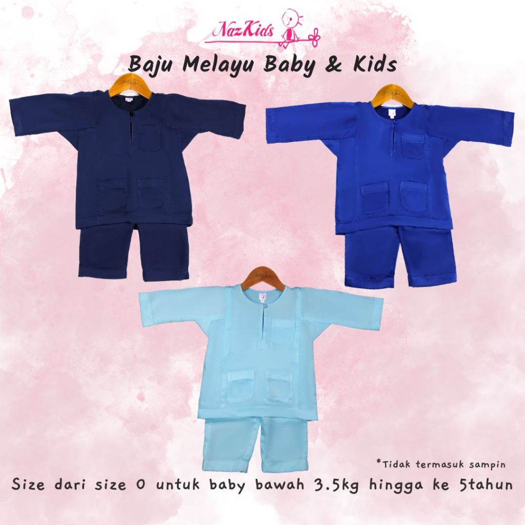 *24JAM SHIP* Baju Melayu Baby - Baby Blue, Navy Blue, Royal Blue