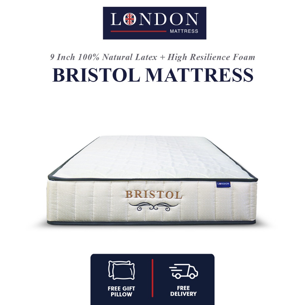 London Mattress | Bristol Mattress 9 Inch Natural Latex High Resilience Foam Medium - Single