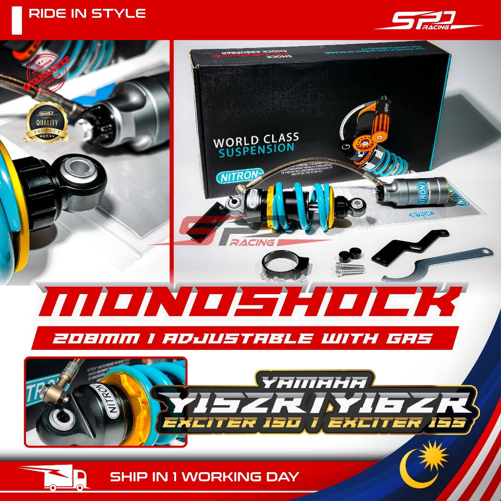 Y15 16 Monoshock I 208MM I Adjustable With Gas Nitron For YAMAHA Y15ZR Y16ZR