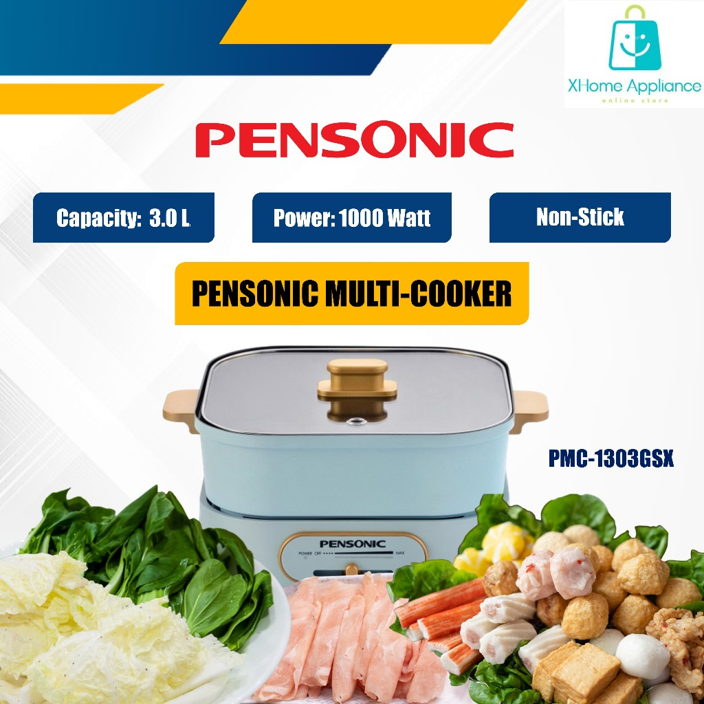 Pensonic 2-In-1 Multi Cooker (3.0L) PMC-1303GSX | *Free Steam Rack, Grill Plate* | BBQ Steamboat / 火锅烧烤