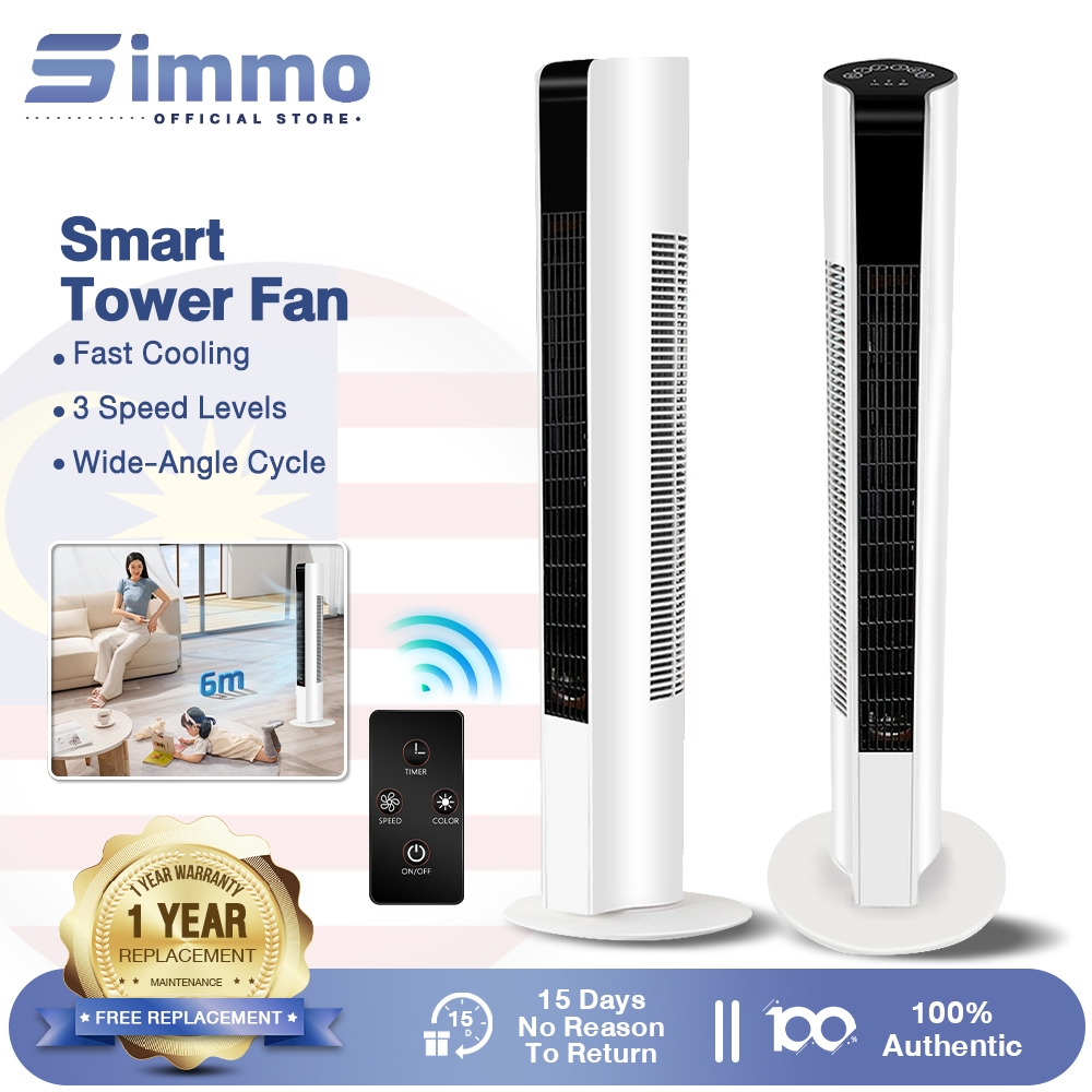 Simmo Tower Fan Bladeless Fan Remote Control Bladeless Standing Fan Timing Shaking Head Fan Low Noise Kipas elektrik