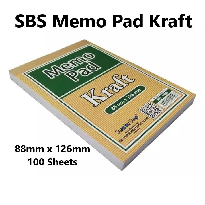 SBS White Blank Memo Pad Kraft 100 Sheets MP-1688 Blank Notebook Notepad