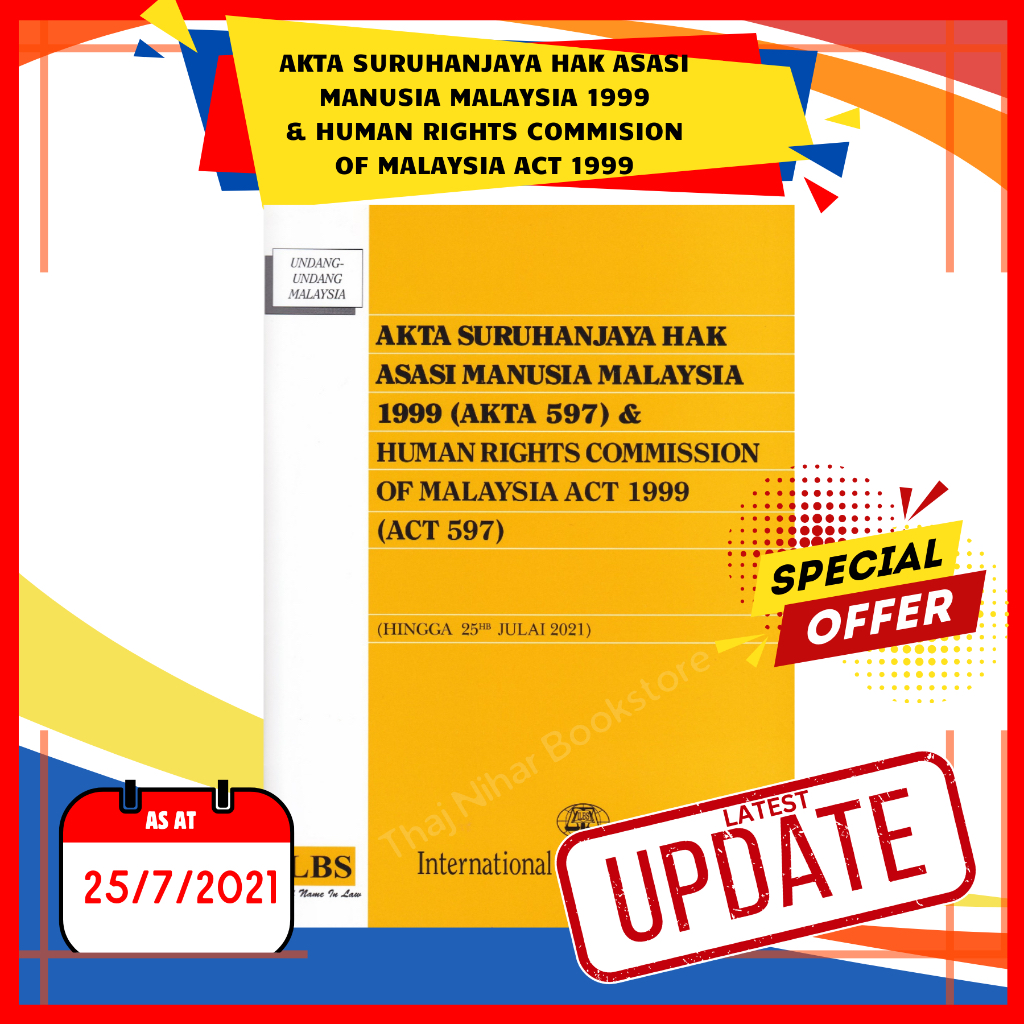 25hb Julai 2021 Pindaan Terbaru! Human Rights Commission of Malaysia Act 1999 (Act 597) - READY STOCK! ILBS BUKU LAW