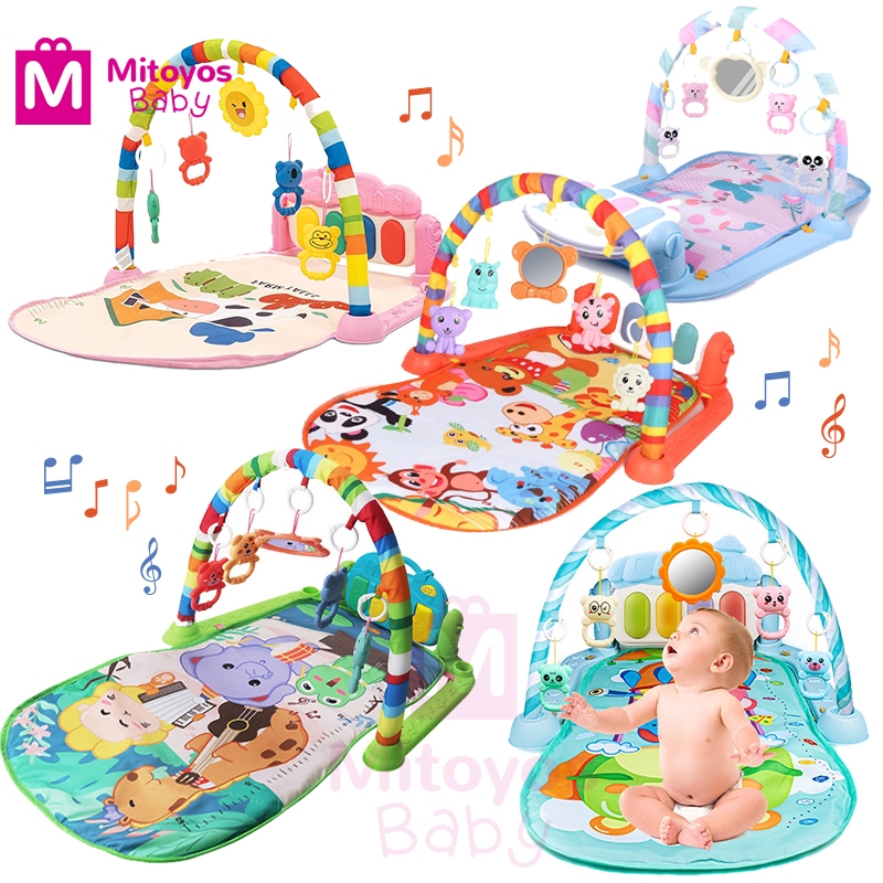 Mitoyos Baby Gym Fitness Piano Music Link Activity Rattle Toys Kick Play Exercise Toddler Sleep Crawling Bed Play Mat