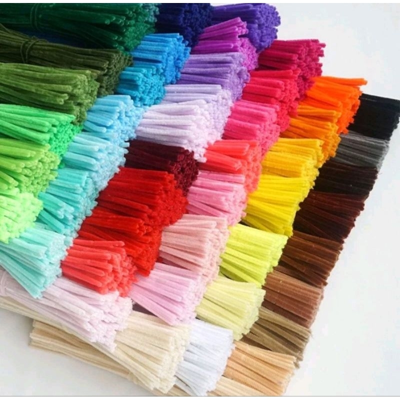 [Lebih Gebu 100%] (100pcs+-3) Dawai Bulu Twist Stick/Colourful Chenille Stems/ Dawai Jong