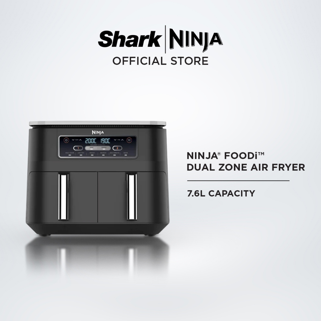 Ninja Foodi DualZone 6-in-1 Digital Air Fryer, 7.6L, No Oil, Crisp, Roast, Bake, Reheat, Dehydrate, Non-Stick - AF300