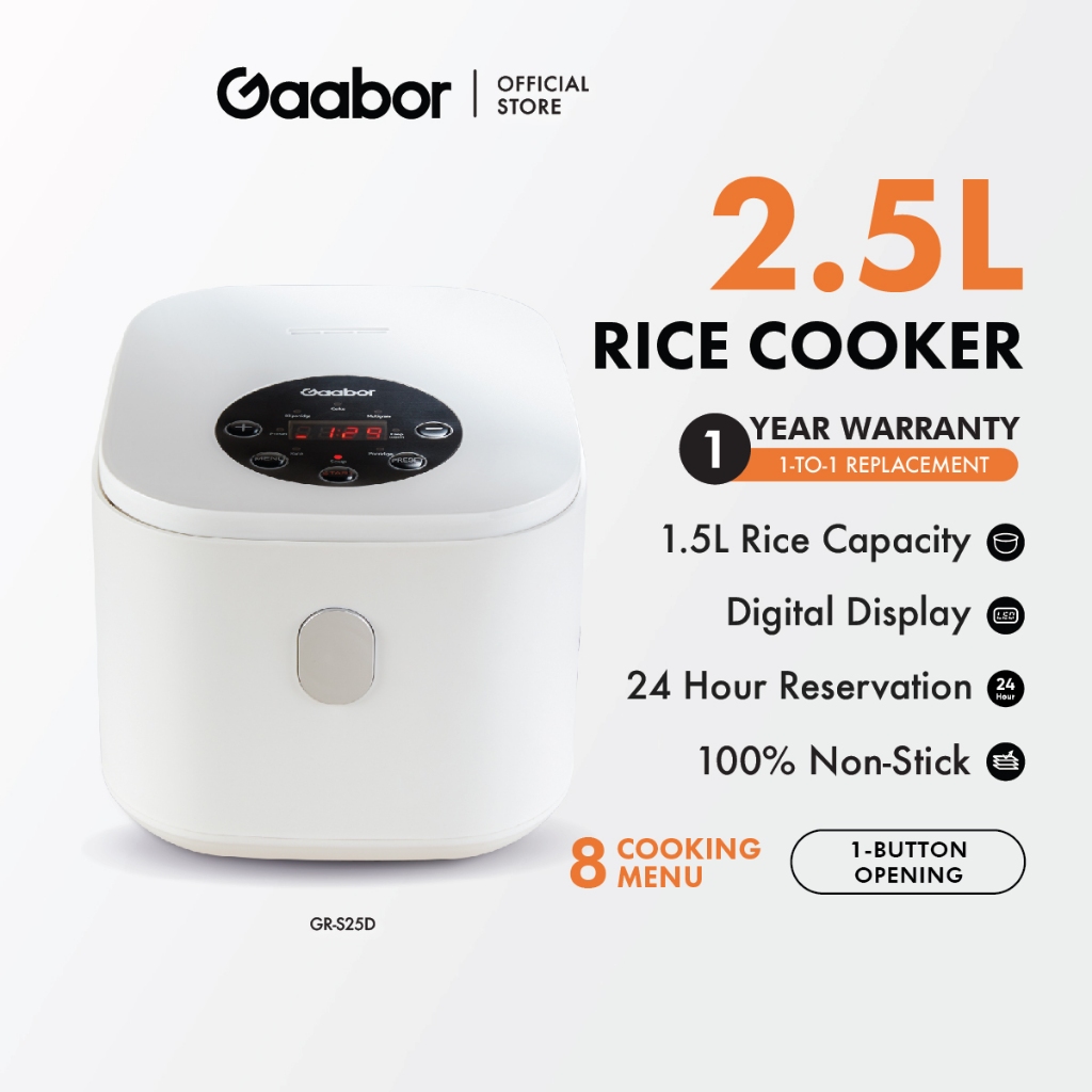 Gaabor Mini Rice Cooker (2.5L) Smart Micro Processor Rice Cooker Non-Stick GR-S25D