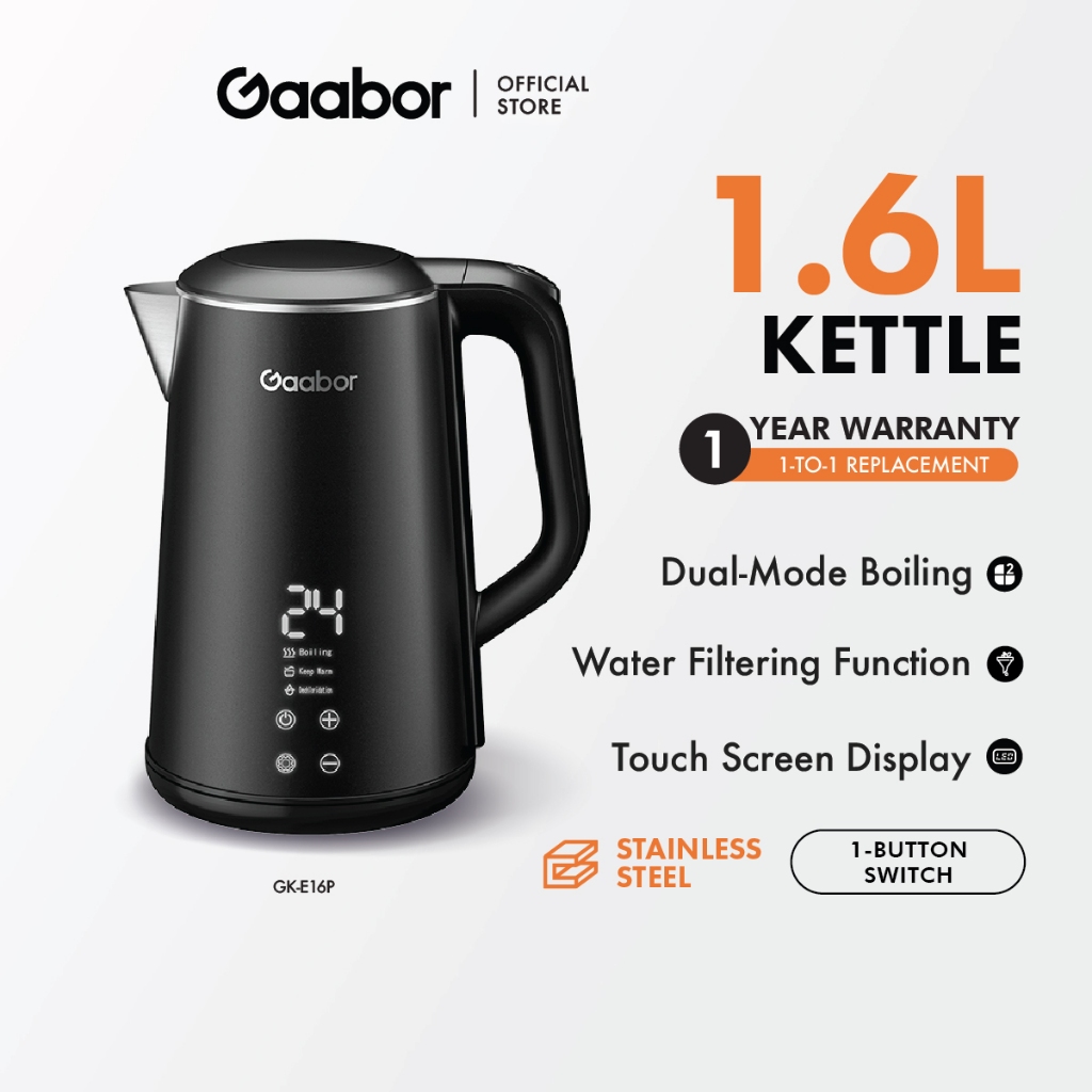 Gaabor 1.6L Kettle Dechlorination Purifying Under Display Touch Screen Rapid Heating GK-E16P