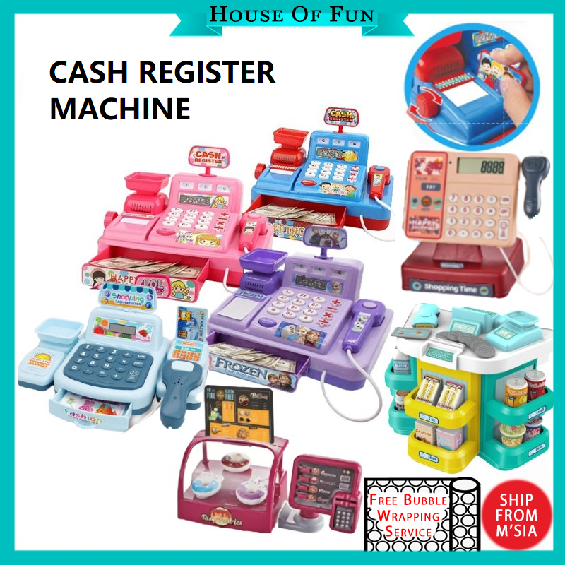 Cashier Machine Toys Pretend Play Set Supermarket Cash Register Casher Mainan Budak Perempuan Lelaki Toy for Kids Girls