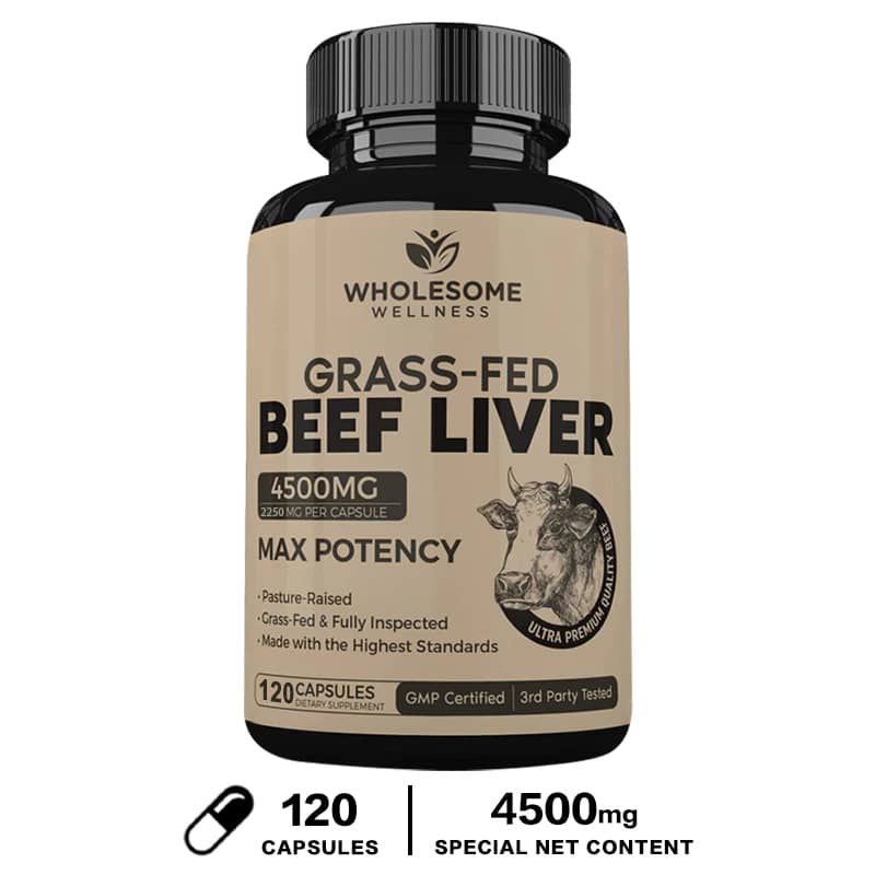 100% Original Products.120 Capsule.Grass-fed dried beef liver Supplement with Natural Iron,Vitamins A,B12.D