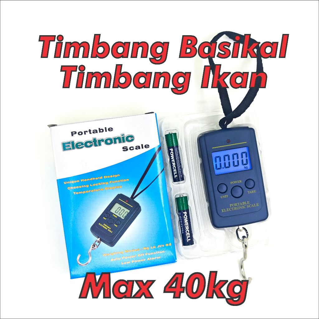 Timbang Gantung Ikan Elektronik Basikal Scale Digital Electronic Hanging Weight Weighing Scale Penimbang Portable 40kg