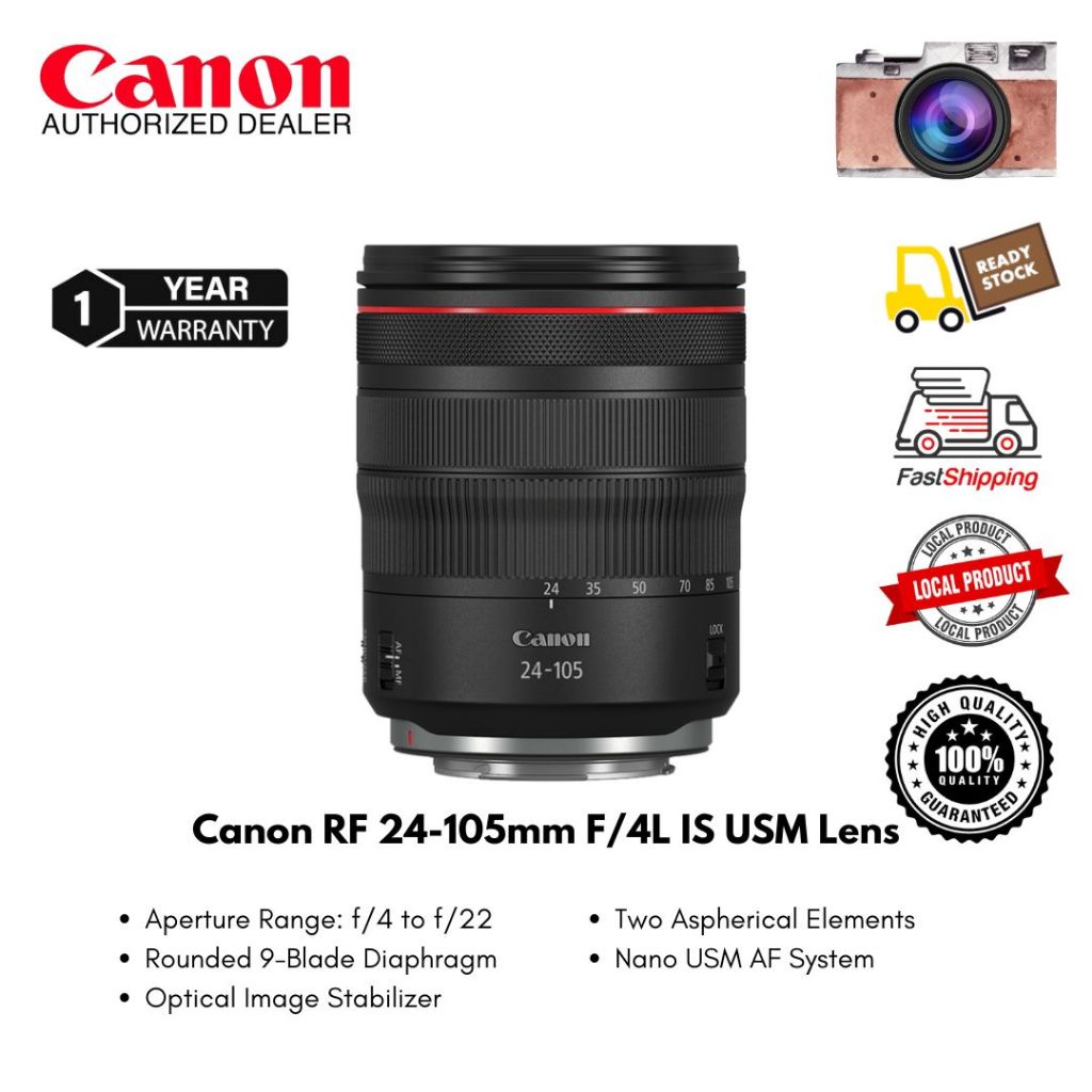 Canon RF 24-105mm f/4 L IS USM Lens ( 1 Year Warranty )