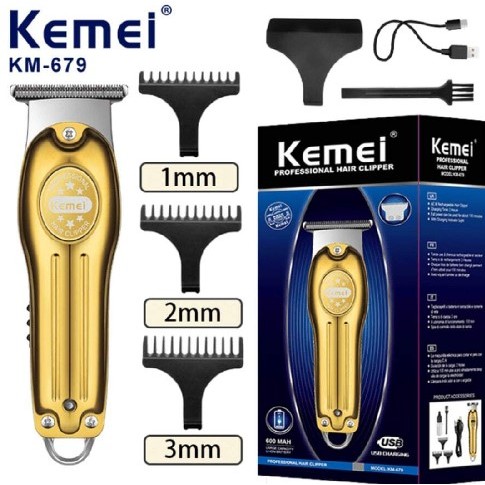 Kemei KM-679 Electric Hair Trimmer USB Charging Men Hair Clipper Cordless 0mm Hair Trimmer Beard Professional Haircut