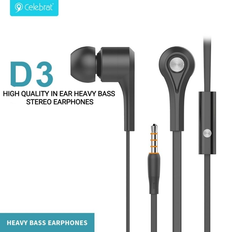 CELEBRAT D3 Heavy Bass Stereo Earphone Wired for mobile and laptop
