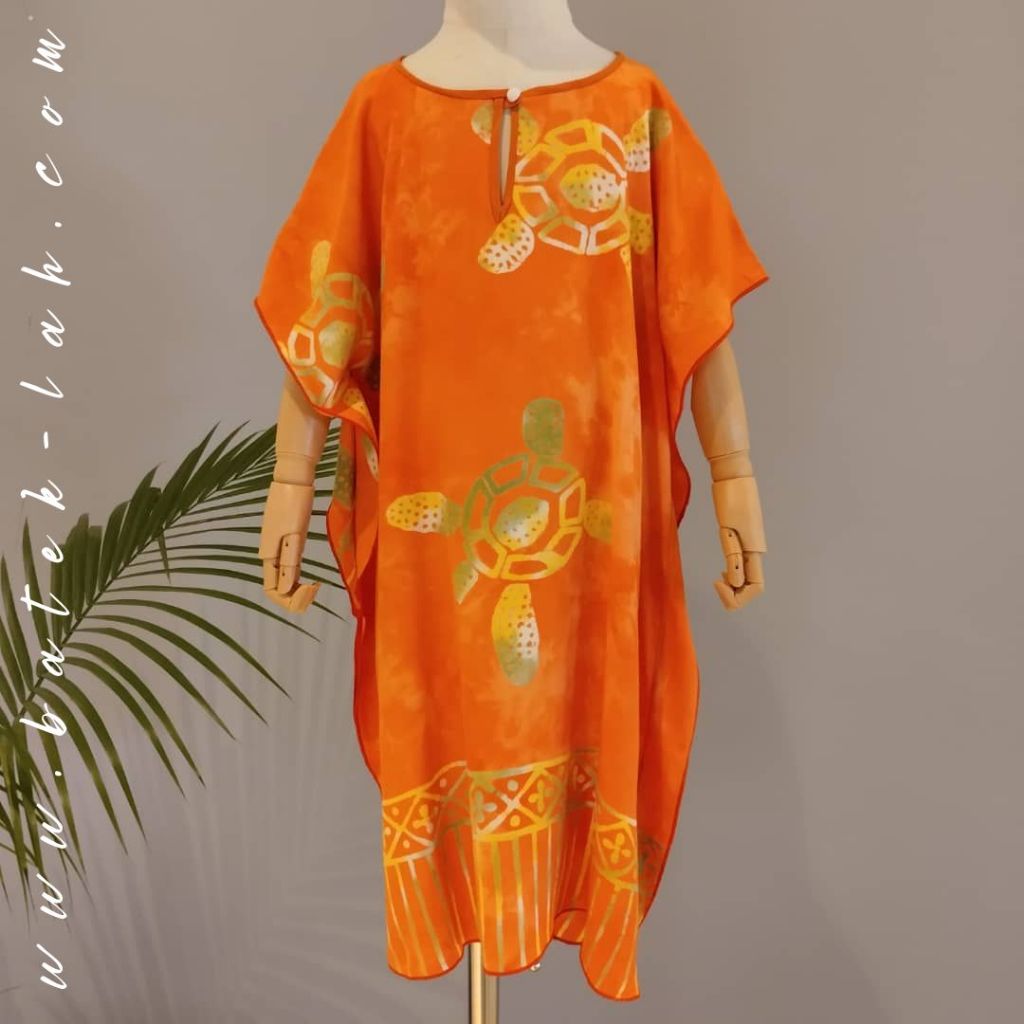 Little Batik Blossoms (L Size) Handcrafted kid kaftan - 100% handmade genuine batik - comfy & soft home wear for kids