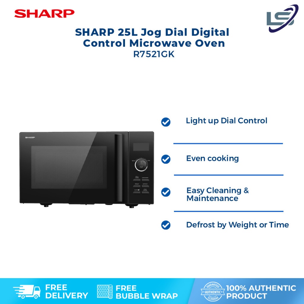 SHARP 25L Jog Dial Digital Control Microwave Oven R7521GK | J-Tech Inverter | Grill Cooking | Touch Control Panel