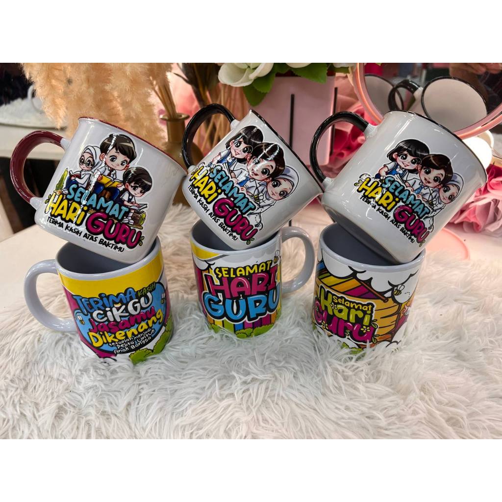 THEMA HAPPY TEACHER MUG 400ML CUSTOM SUBLIMATION FREE GIFT