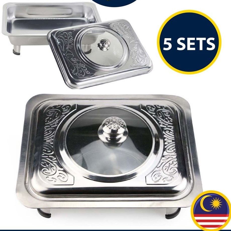 5 Set 34x28 BUFFET EMBOSSED /BUFFET TRAY SET / BUFFET FOOD TRAY / SERVING TRAY /FOOD PAN KENDURI SET / CATERING TRAY