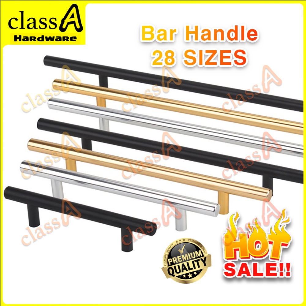 ClassAHW Solid Gold Black Kitchen Drawer Cabinet Modern T Bar Furniture Handle Knob Pull Pemegang Pintu Warna Hitam Emas