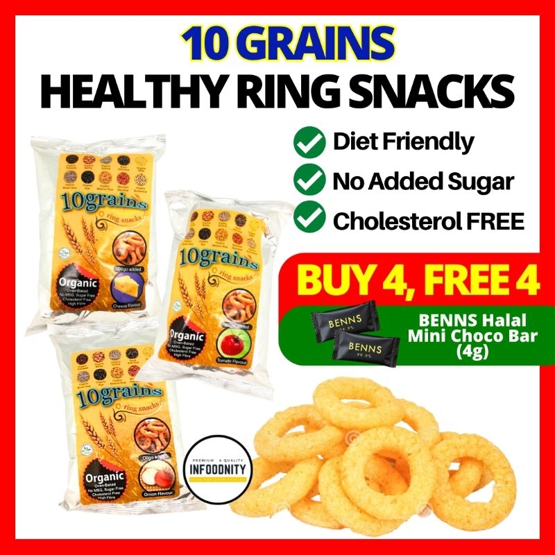 Organic Ring Snacks Healthy Nutritious Snacks Snek Diet Sihat Tomato Onion Cheese (50g)