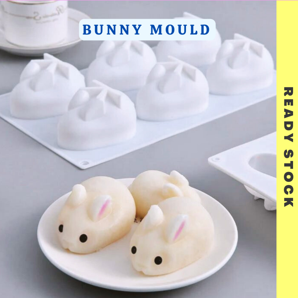 Silicone 6 Cavity Rabbit Bunny Mold Mould Mousse Cake Pudding Jelly Chocolate Mooncake